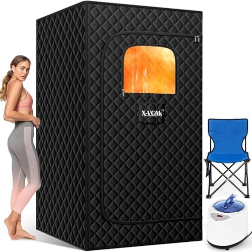 X-Vcak Upgraded Portable Sauna for Home，Relaxation, Steam Sauna for Home with Steamer, Remote Control, Folding Chair, 9 Levels - Image 1