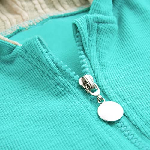 Simplee kids Animal Bunny Baby Easter Clothes Long Ear Rabbit Hoodie Romper with Zipper Blue Turquoise 3-6 Months - Thumbnail 4