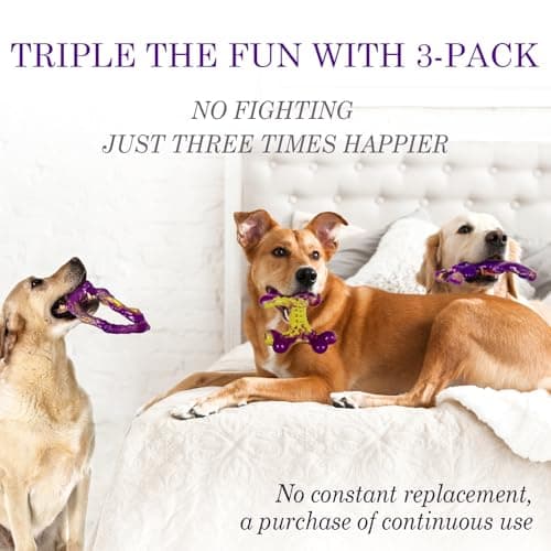 Frienhund Tough Dog Toys for Aggressive Chewers 3 Pack, Indestructible Dog Toy for Large Dogs, Bacon Flavored, Keeps Dogs Busy - Thumbnail 3