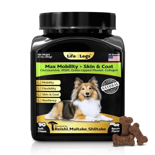 Life4Legs - Hip and Joint Chews for Dogs Plus Skin and Coat Supplement - Dog Joint Pain Relief Treats - Glucosamine, Chondroitin, MSM, Hemp Oil, Turmeric, Omega 3 for Dogs, Mobility Bites Dog Health - Image 1