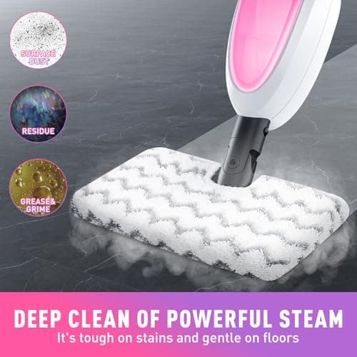 Steam Mop, Detachable Handheld Steam Cleaner with 10-in-1 Multipurpose Accessories, Two-sided Mop, Double Cleaning Area, Multi Surfaces Steamer for Wood Floor, Tile, Window, Clothes, Furniture & Grout - Thumbnail 2