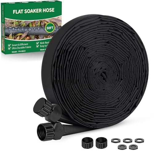 Tuzoc Soaker Hose 50 ft, Garden Hose With Drip Irrigation System, 1/2 Linkable Consistent Drip Irrigation Hoses, Leakproof Design Water Hose, Save 80% of Water for Garden, Farm, Orchard Plantation - Image 1