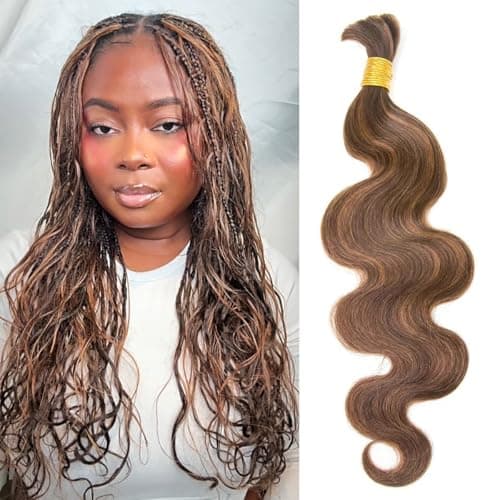 MsFan Boho Human Hair 100G 100% Brazilian Human Braiding Hair Body Wave #4/30 Human Hair for Boho Braids 20 Inch