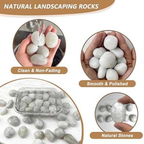 Garrdeen 15LB White Rocks, High Polished 1–2 inch Decorative Rocks for Plants, Lava Rocks for Plants, White Pebbles for Indoor Plants, Aquarium & Fish Tank Rocks,Garden Landscaping River Stones - Thumbnail 4