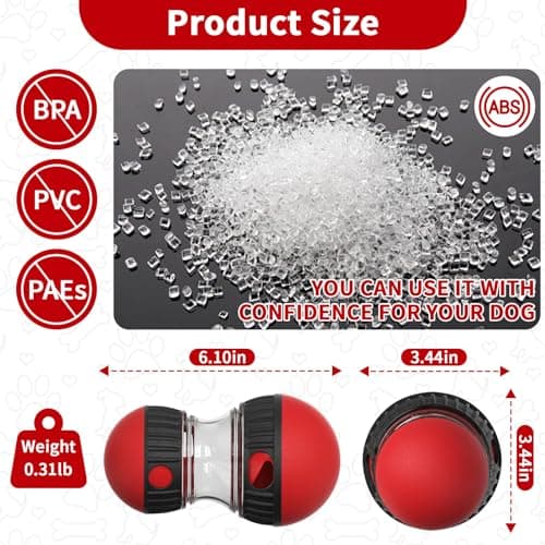 COSOWO Interactive Dog Treat Dispenser and Puzzle Toys, Dog Slow Food Feeder Rolling Ball for Reducing Boredom and IQ Training Toys, Red - Thumbnail 5