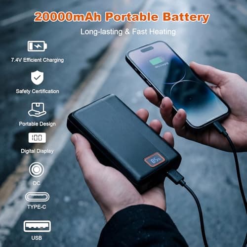 Brimekey Graphene Heated Jacket for Women, Fast Charge 20000mAh Large Capacity, Women's Heated Jacket with Fleece Lining, 6 Heating Zones Windproof Waterproof Soft Shell Hoodie Jackets Skiing Hunting - Thumbnail 5