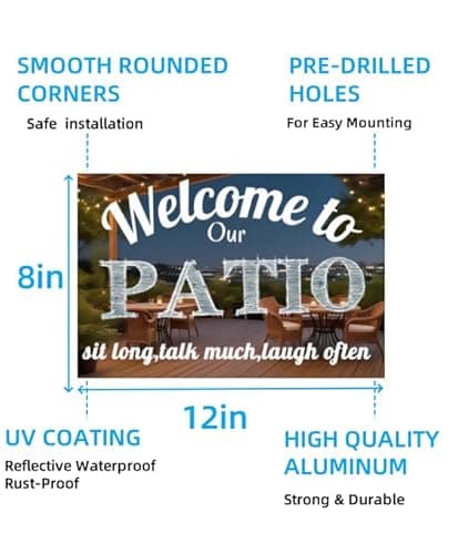 Carastora Vintage Style Patio Wall Sign, Rustic Metal Tin Decor for Outdoor Spaces, Garden, and Beach House, Inspirational Outdoor Plaque, 8x12 Inches - Thumbnail 6