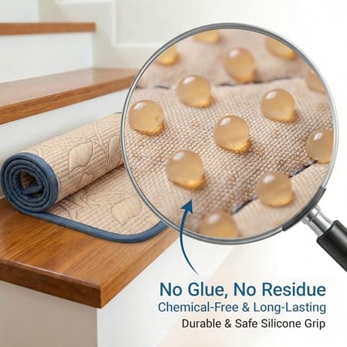 BIABIORY Stair Rugs Runners Covers, Rugs Runners for Elderly and Dogs, 8" X 30" (7Pack) Stickiness Soft Stair Rugs with Reusable Non-Slip Silicone Particles Backing, Machine Washable - Dusty Rose - Thumbnail 2