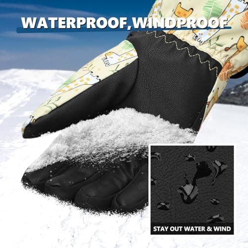 Odtmger Warm and Breathable Snow Gloves - Waterproof and Anti-Slip Ski Gloves for Boys & Girls, Men & Women - Thumbnail 2