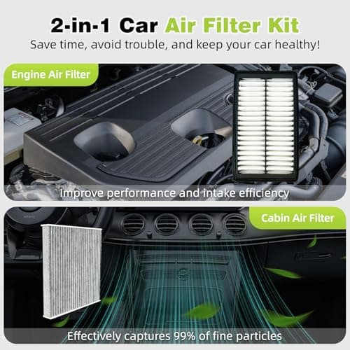 Engine Cabin Air Filter kit for Tucson(2022-2025),for Santa Fe(2021-25), for Sorento(21-25), for Santa Cruz (22-25), for Sport-age (23-25), for K5(21-25), Replace 28113L1000&97133L1000(Not For Hybrid) - Thumbnail 2