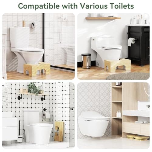 Foldable Toilet Stool Squat for Adults and Kids, 7" & 9" Adjustable Heights Bamboo Flip Poop Stool with Anti-Slip Layer for Bathroom - Improve Squatting Posture[No Installation Required] - Thumbnail 5