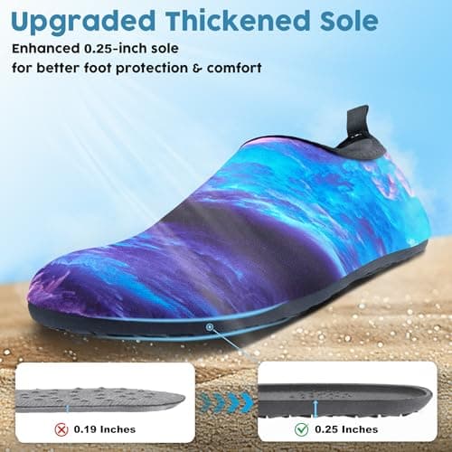 Unisex Water Shoes Quick-Drying Beach Aqua Shoes for Women Men Blue Nebula 9-10 W/ 8-9 M US - Thumbnail 4