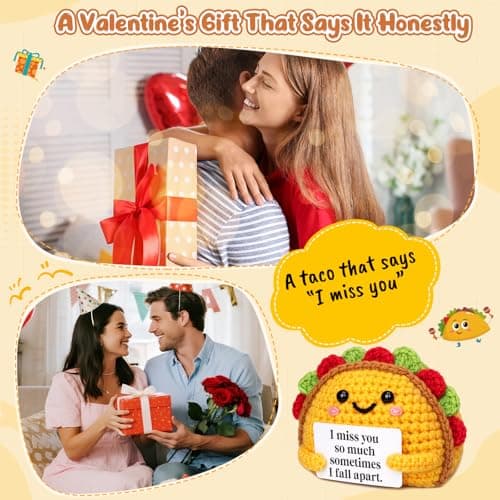 Mini Valentines Day Gifts for Him Her Couple Handmade Crochet Taco Miss You Gift for Boyfriend Girlfriend Romantic Birthday Anniversary & Long Distance Relationship Gift for Women Men Husband Wife - Thumbnail 6