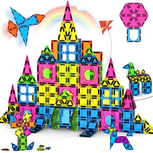 Ronqs 250 PCS 3D STEM Educational Magnetic Tiles for Kids Magnetic Blocks for Kids Magnetic Building Blocks Set - Image 1