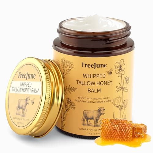 FreeJune Beef Tallow for Skin, Tallow and Honey Balm for Face 5.3 OZ Organic Whipped Moisturizer with Grass Fed - Face & Body Cream for for Nourishing Dry Skin Care, All Natural Hydration (Honey) - Image 1