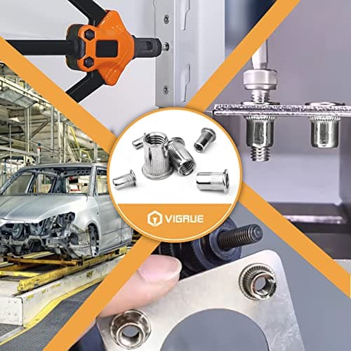 SAE Rivet Nuts Assortment, VIGRUE 185pcs #8-32#10-24 1/4"-20 5/16"-18 3/8"-16 304 Stainless Steel Nutserts Rivnuts Kit, Flat Head Threaded Insert Nut Assort - Thumbnail 2