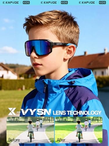 KAPVOE Kids Polarised Baseball Sunglasses Youth Cycling Sunglasses for Boys and Girls UV400 TR90 Frame Tennis Riding Softball Sports 02 - Thumbnail 2