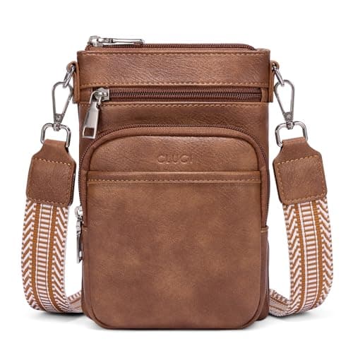 CLUCI Small Crossbody Bags for Women PU Leather Cell Phone Purse Wallet with Adjustable Guitar Strap - Image 1