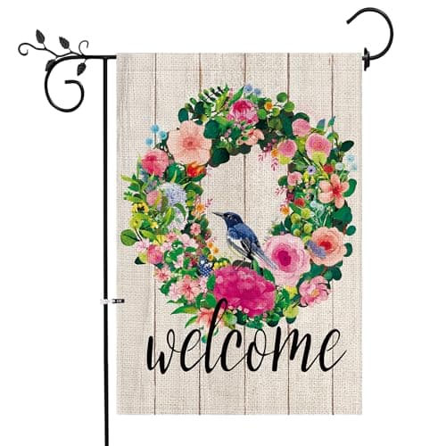 Spring Garden Flag 12×18 Inch Double Sided for Outside, Small Seasonal Flower Wreath Yard Flag, Spring Summer Welcome Garden Flags for Outside Yard Porch Decoration - Image 1