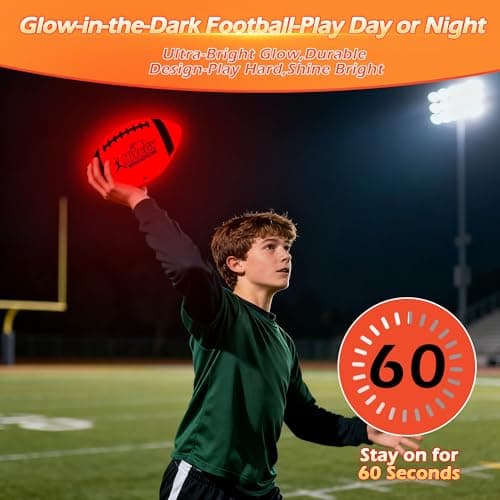 MPMVP Glow in The Dark Football Light Up Football | USB-C Rechargeable LED Ball with Pump | Night Game Ball for Indoor & Outdoor Play | Gift Ready for Boys & Kids (with a Bag) - Thumbnail 3