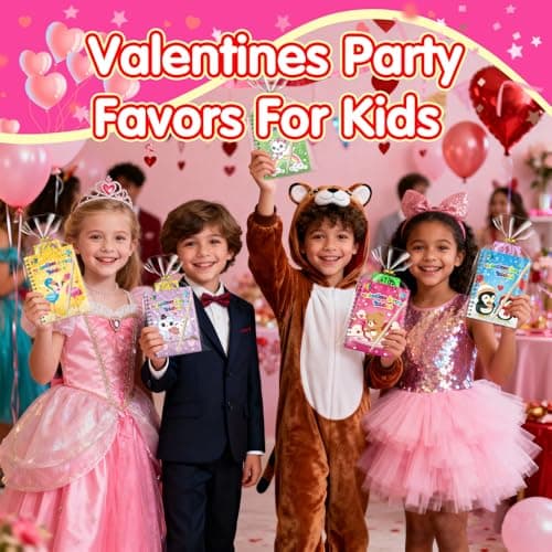 Scratch Art Party Favors for Kids - 24 Pack Valentines Party Favors Goodie Bag Stuffers for Kids, Classroom Prizes Birthday Gifts Bulk, Rainbow Scratch Notebook Coloring Book (Valentines) - Thumbnail 4