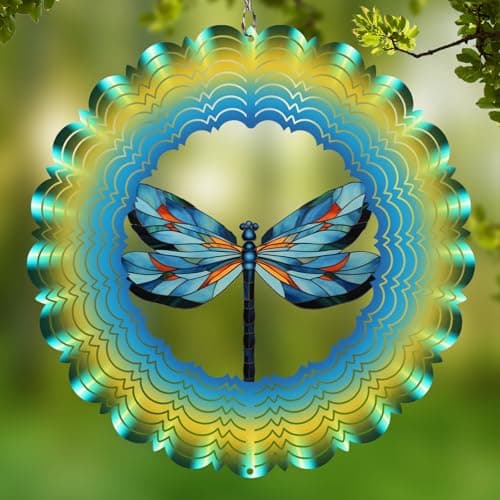 Wind Spinners Outdoor Dragonfly - Birthday Gifts for Women Mom, Hanging Wind Sculptures Wind Spinners, 12 inch 3D Wind Spinner for Garden Decor for Outside, Garden, Patio, Yard - Image 1