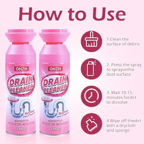 Foaming Drain Cleaner,Drain Clog Remover –Sink Cleaner and Deodorizer,Foaming Cleaners for Kitchen, Sinks, Shower Drains,Tub (1pc) - Thumbnail 3