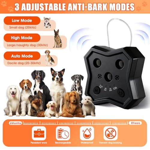 Anti Barking Device for Dogs: Ultrasonic Dog Bark Deterrent Devices with 3 Training Modes 50 FT | Dog Barking Silencer Bark Box for Indoor Outdoor | Stop Barking Control Device for Dogs (Black) - Thumbnail 2