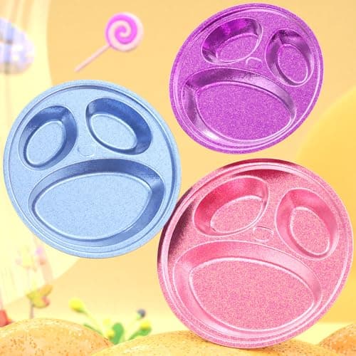 Titanium Kids Plates, Beyond Food-Grade Toddler Plates Naturally Hygienic Baby Plates Balanced Nutrition Smart Divided Portion Control Plate Non - Toxic Appetite Colors Dishwasher Safe 3 Pack - Image 1