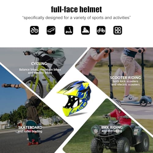 Natuway Toddler and Kids Full Face Helmet, Girl and Boy BMX Multi-Sport Detachable Mountain Dirty Bike Helmet Around 3-12 Years Head Circumference. - Thumbnail 6