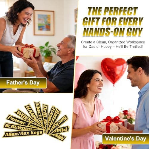 Magnetic Tool Box Labels and Hooks Set, 12 PCS Toolbox Magnetic Labels + 4PCS Self Adhesive Metal Hooks, Reusable Tool Box Accessories Organize for Steel Carts, Drawers, and Cabinets (Orange) - Thumbnail 6