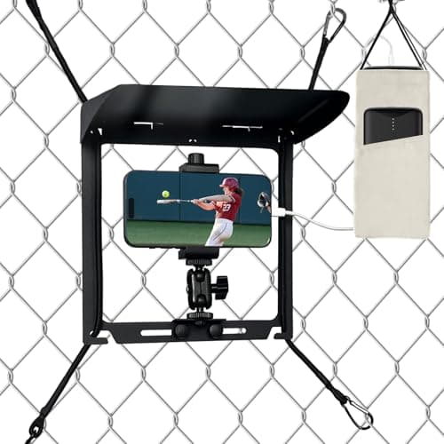 YEARNING Game Changer Mounting Kit for iPhone, Mevo Start, Phones, Sports Cameras & GoPro Fence Mount with Removable Sunshade, Hook Elastic Dual-Lock Stability for Baseball Softball & Tennis Recording - Image 1