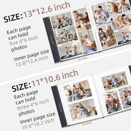 Vienrose Photo Album Self Adhesive 4x6 5x7 3x5 8x10 Scrapbook Album DIY Scrap Book with A Metallic Pen (11"x10.6" 60 Pages,Red) - Thumbnail 3