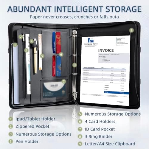 BRAVE ELK Zippered Padfolio Portfolio Binder, 40 Sleeves & Tablet Holder Case - Thumbnail 2