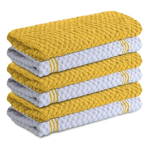 Infinitee Xclusives 100% Cotton Kitchen Towels - 15x25 Inch Ultra Soft Tea Towels, Super Absorbent Terry Dish Towel for Kitchen Linens |Radiant Yellow|