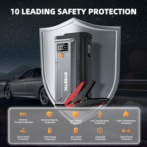 Car Jump Starter 5000A, Jump Starter Portable Battery Pack for 10.0L Gas and 8.0L Diesel Engines, 12V Lithium Jumper Box, Car Starter Booster with Power Bank, LED Light, Jumper Cable - Thumbnail 5