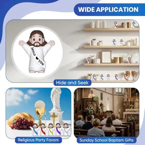NOIENSI Jesus Loves You Figures 100 Pack – Multicolor Mini Jesus Figurines in Bulk, Little Jesus Figures for Easter, Church, and Religious Celebrations (Hand up) - Thumbnail 5
