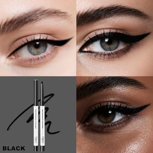 HECI BEAUTY Sharpenable Gel Eyeliner Pencil, Multi-Use Longwear Eyeliner Pencil, Ultra-Smooth Tip Eye Makeup with Up to 24HR Wear, Waterproof & Smudge-Proof -Black - Thumbnail 2