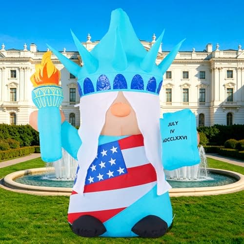 GIFTFIND 4th of July Inflatables Outdoor Decorations, 4FT Patriotic Independence Day Inflatable Liberty Gnome, Built in LED Lights Holiday Blow up for Party Garden Yard Lawn Decor - Thumbnail 5