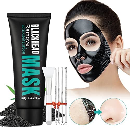 YAFUSIPE Peel Off Face Mask Blackhead Whiteheads Remover Masks Activated Charcoal Black Mask Purifying Peeling Facial Mask for Nose Pores Removal Cleansing Acne with Brush and Pimple Extractor Tools - Image 1