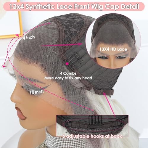 Ruiieea Synthetic Lace Front Wig, 13x4 Lace Front Wig Body wave, Blonde Lace Frontal Wig for Women Glueless Daily Use 26 Inch Black to Blonde - Thumbnail 5