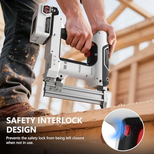 GoYwato 21V Cordless Nail Gun - 18 Gauge 2 in 1 Portable Battery Powered Electric Brad Nailer with 2 x 4.0Ah Batteries & Charger & 1000 Nails & 1000 Staples for Cupboard & DIY Upholstery & Woodworking - Thumbnail 6