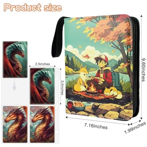 TanoShiimii Trading Card Binder, 400 Pocket Card Album, 3-Ring Refillable Binder with Zipper, Water-Resistant PU Leather for TCG Collectors, Kids and Friends Twilight Trainer - Thumbnail 2