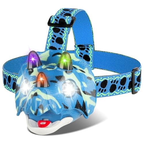 Triceratops LED Headlamp Dinosaur Headlamp for Kids Camping Gear Essentials Outdoor Toy Head Lamp Flashlight for Boys Girls or Adults Ideal Gift for Birthday, Halloween, Christmas, New Year - Image 1