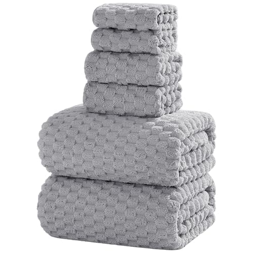 NALIVO Extra Large Bath Towel Set of 6 (40"x80"),Oversized Bath Sheet Super Soft Highly Absorbent Microfibers Quick Dry Luxury Shower Towel for Bathroom Spa Gym Hotel Yoga (Gray, 6Piece) - Image 1