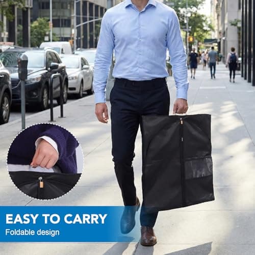 Dntorx 2 Pack Garment Bags with Clear Window, 45"/60" Clothes Covers with Zipper, Transparent Hanging Suit & Coat Covers for Closet Storage, Jackets, Dresses, Windbreakers - Thumbnail 6