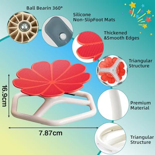 KYZDZQ Spinning Chair for Autistic Kids,Sensory Swivel Chair, 220LBS Weight Capacity, Sensory Toy for ADHD & Autism 3-6 Years Children,Training Body Coordination, Metal Base Non-Slip Design (Red) - Thumbnail 2