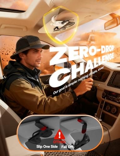 JOYROOM Sunglass Holder for Car Visor Sunglasses Holder Clip [Real One-Handed Operation] [Soft Foam Protection] [Non-Slip] Magnetic Leather Visor Organizer & Accessories Interior Gift for Women Men - Thumbnail 4