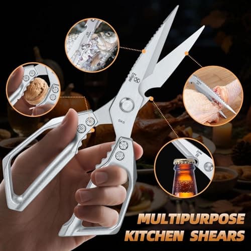 Ethyxe Kitchen Scissors All Purpose - Heavy Duty Poultry Shears, Ultra Sharp Japanese Steel Cooking Scissors for Food, Dishwasher Safe - Thumbnail 4