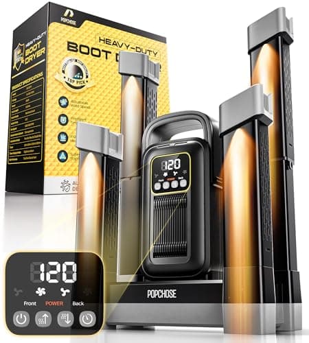 POPCHOSE Heavy-Duty Boot Dryer, Boot Warmer Helps Reduce Odor, Fast 1.5-Hour Drying Dual Dir Duct Shoe Dryer, Silent & Adjustable Timer, Effective Drying for Work Boots & Outdoor Gear - Image 1